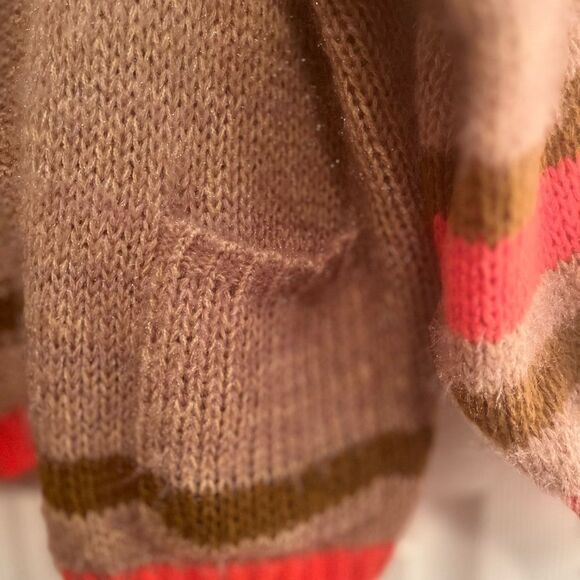 Easel Brown and Orange Striped Cardigan Sweater - Picture 9 of 10